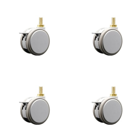 Service Caster 3 Inch MRI Safe Casters with Brakes, 12mm Threaded Stem, Set of 4, SCC, 4PK SCC-TS02S75-TPR-GRY-B-M12X22-MRI-4